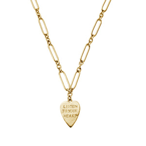 Gold 'Listen To Your Heart' Heart Token Necklace