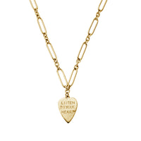 Gold 'Listen To Your Heart' Heart Token Necklace