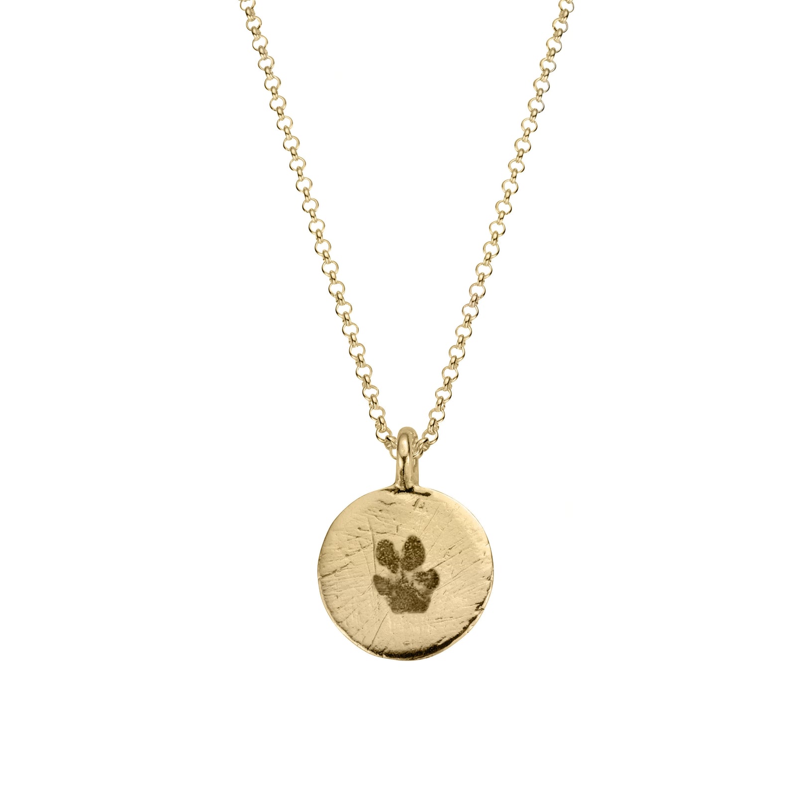 Gold Large Moon Necklace with Paw Print