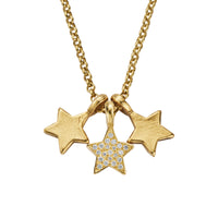 Gold Pavé Diamond Trio Guiding Star Necklace