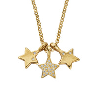 Gold Luxury Diamond Trio Guiding Star Necklace