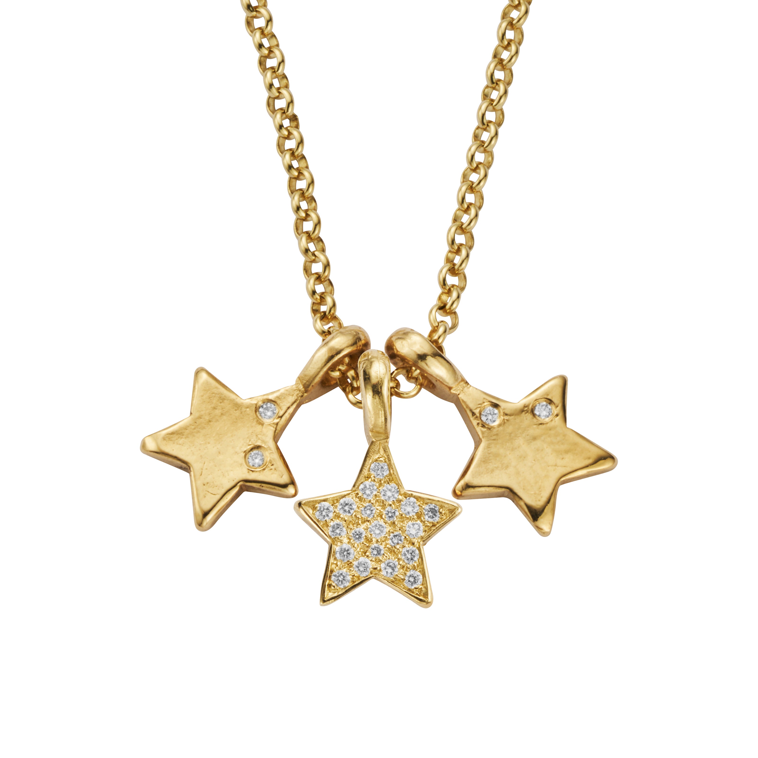 Gold Luxury Diamond Trio Guiding Star Necklace