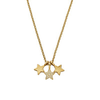 Gold Pavé Diamond Trio Guiding Star Necklace