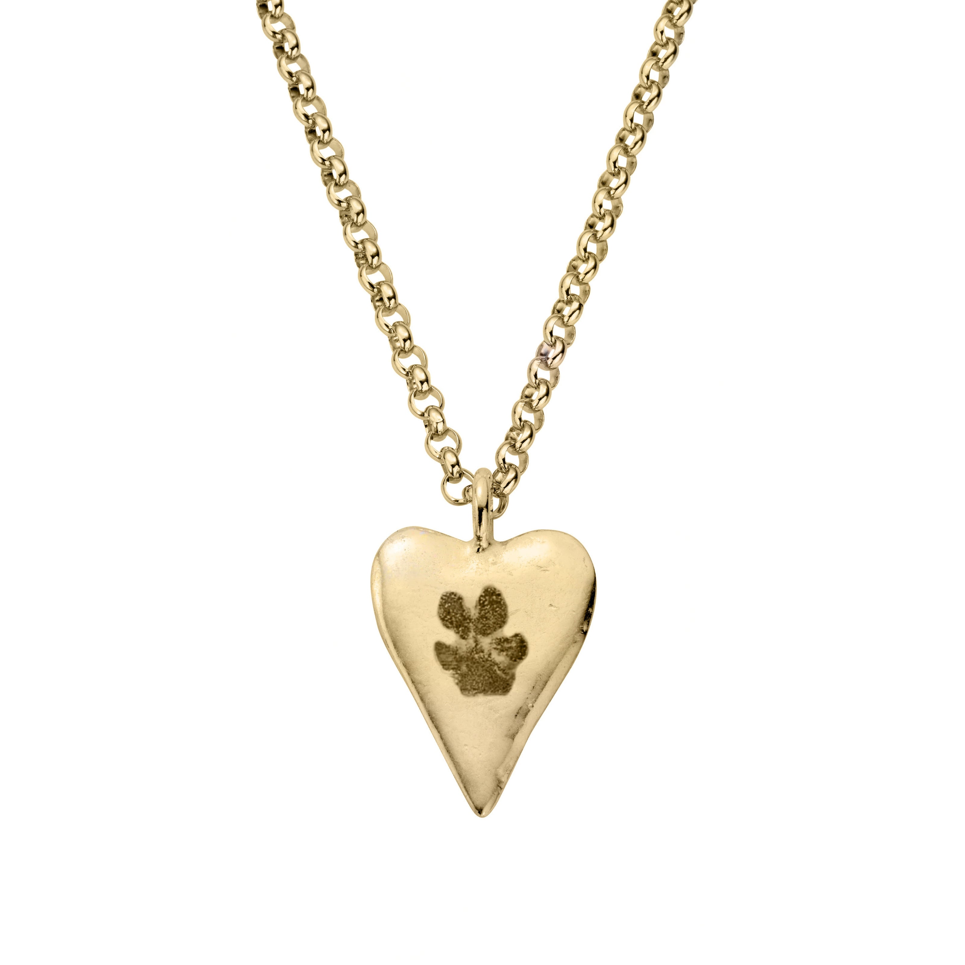 Gold Maxi Heart Necklace with Paw Print