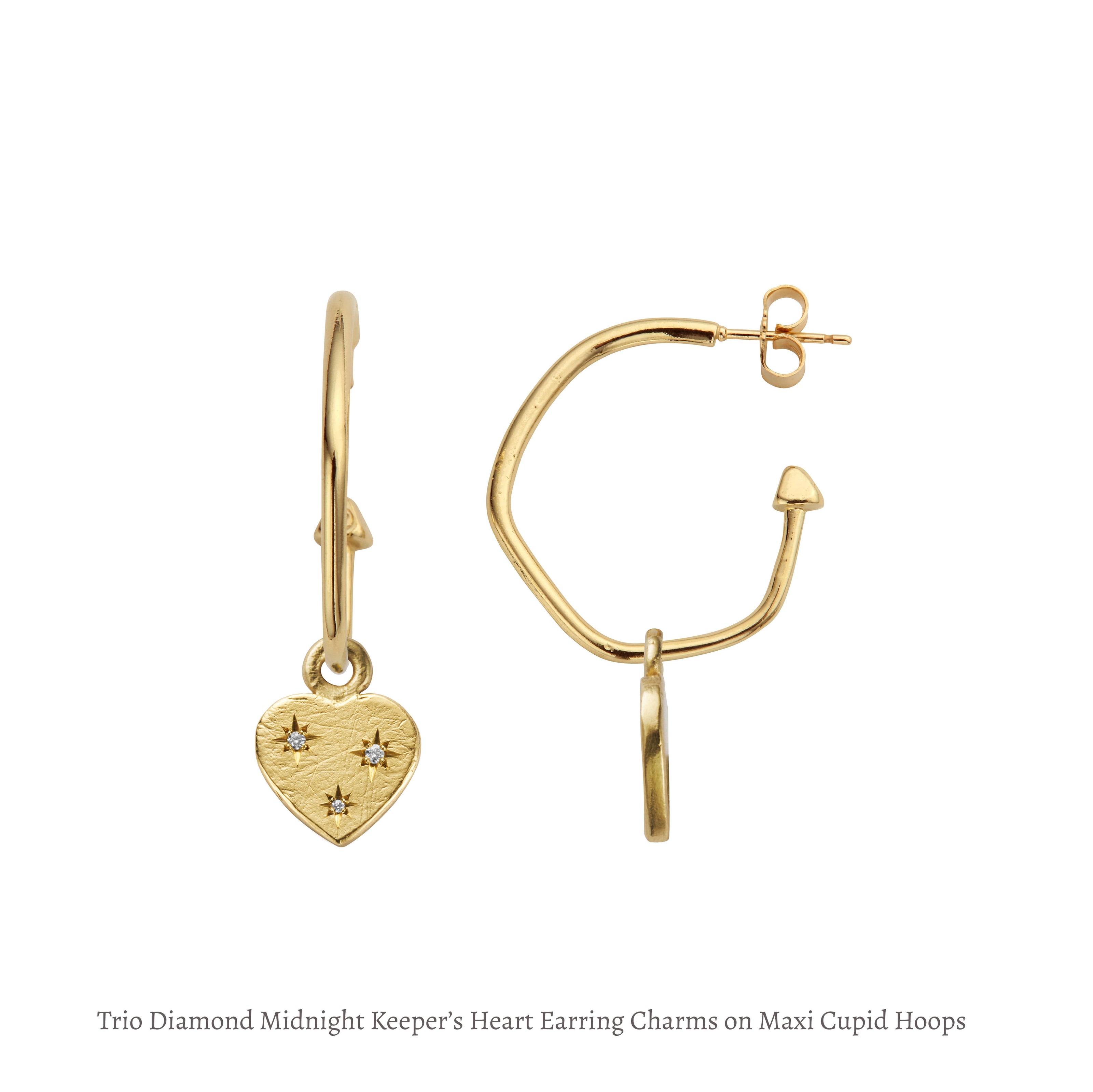 Gold Trio Diamond Midnight Keeper's Heart Earring Charms