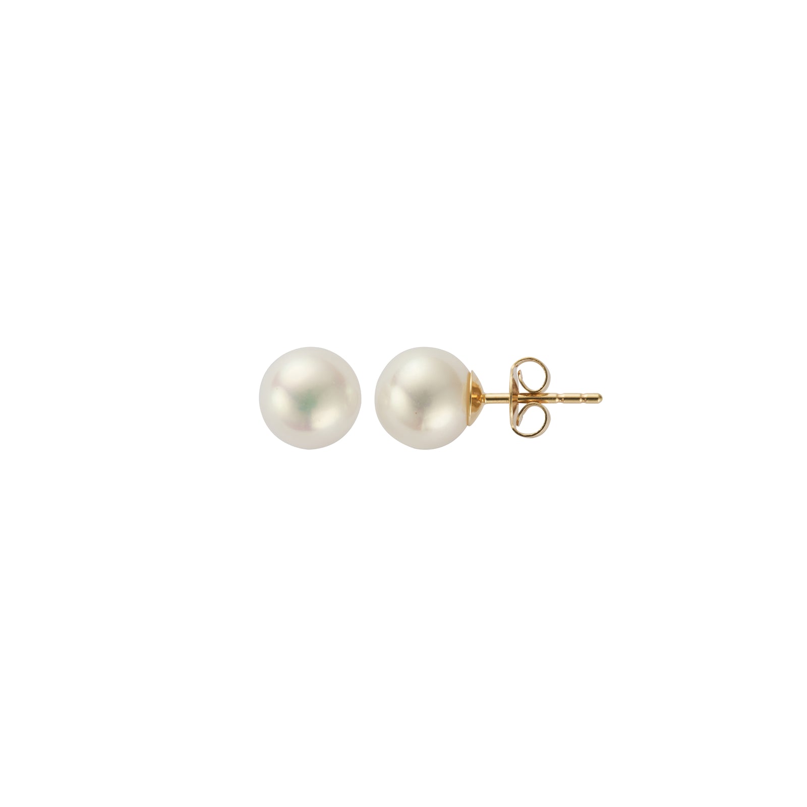Gold Midi Pearl Stud Earrings