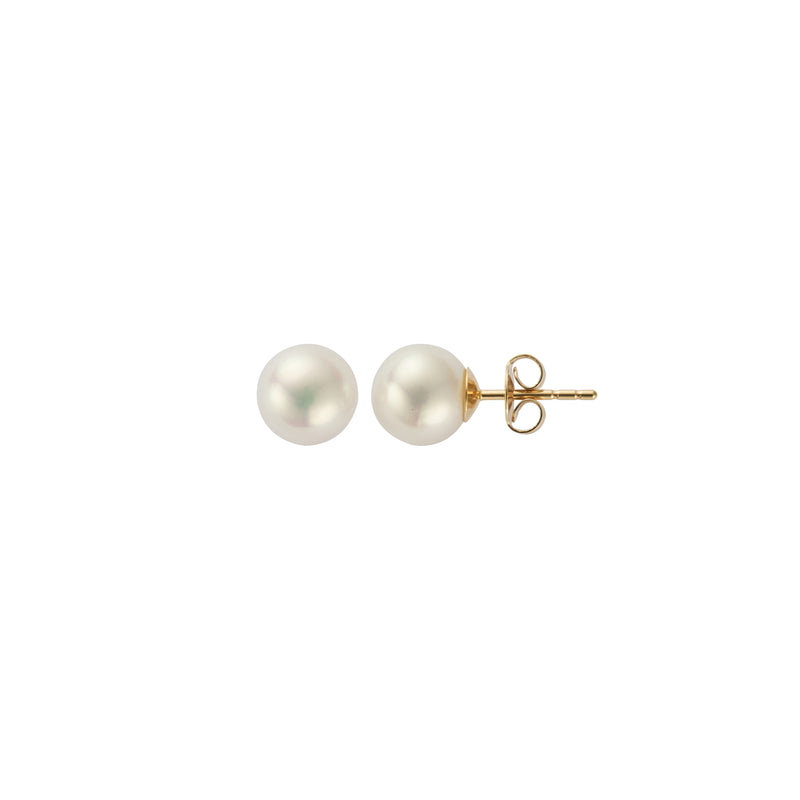 Gold Midi Pearl Stud Earrings