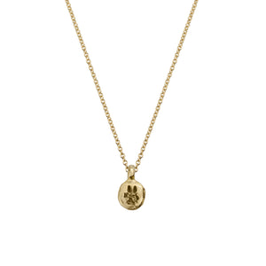 Gold Mini Disc Necklace with Paw Print