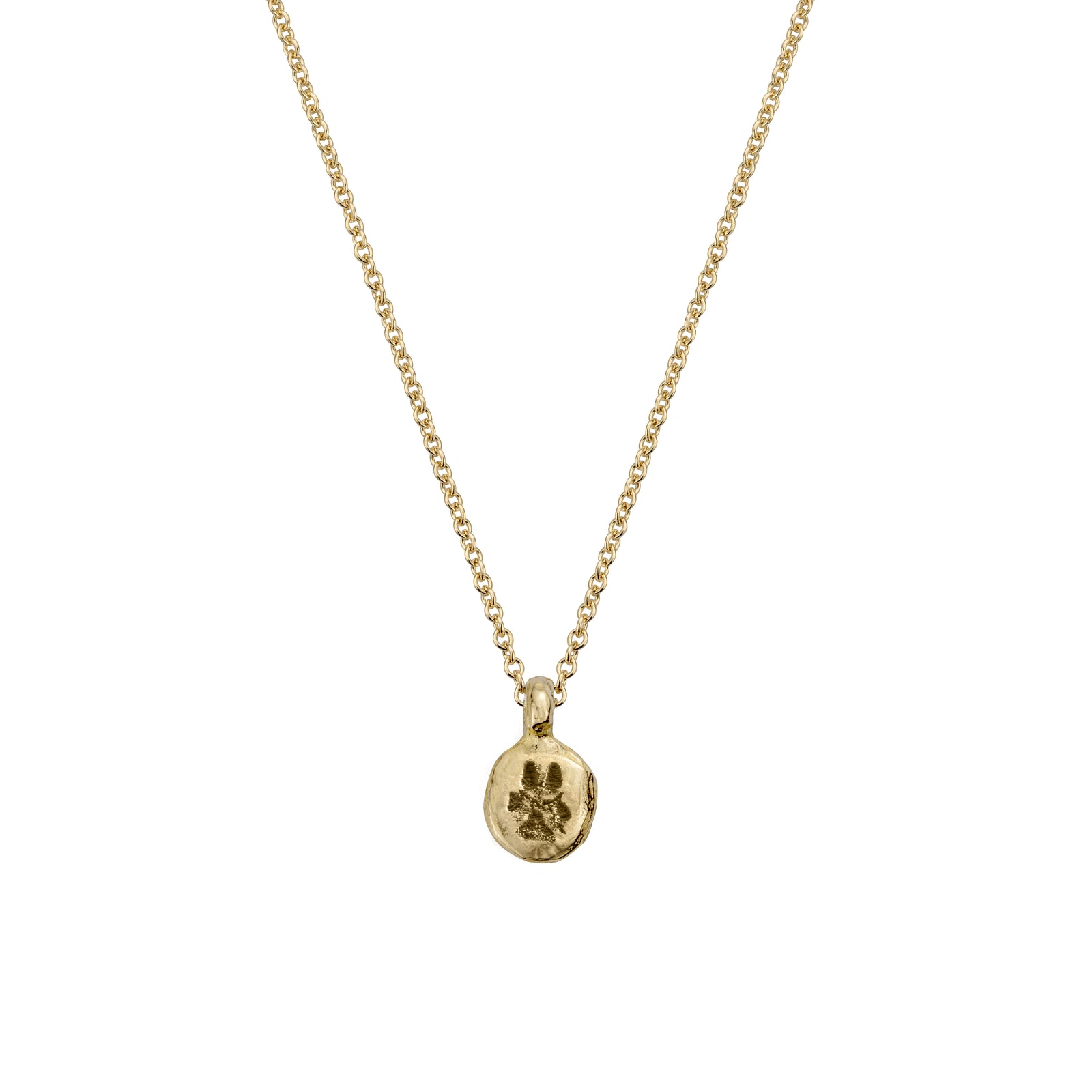 Gold Mini Disc Necklace with Paw Print
