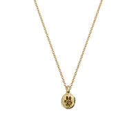 Gold Mini Disc Necklace with Paw Print