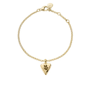 Gold Mini Heart Chain Bracelet with Paw Print