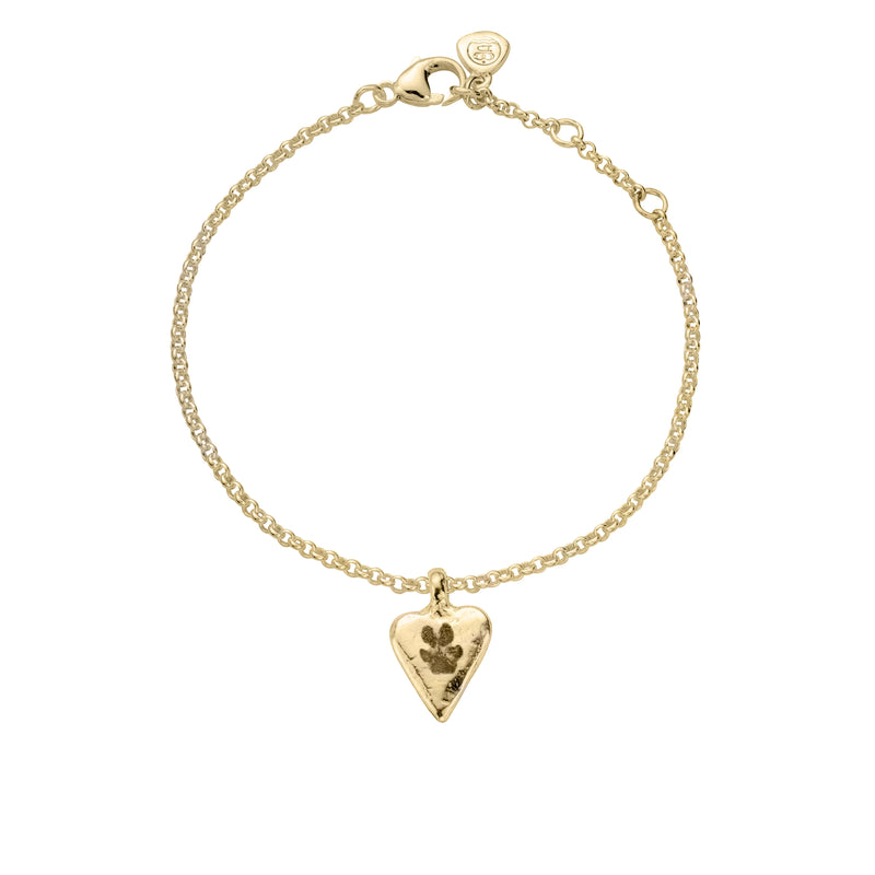 Gold Mini Heart Chain Bracelet with Paw Print