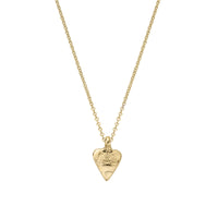 Gold Mini Heart Necklace with Paw Print