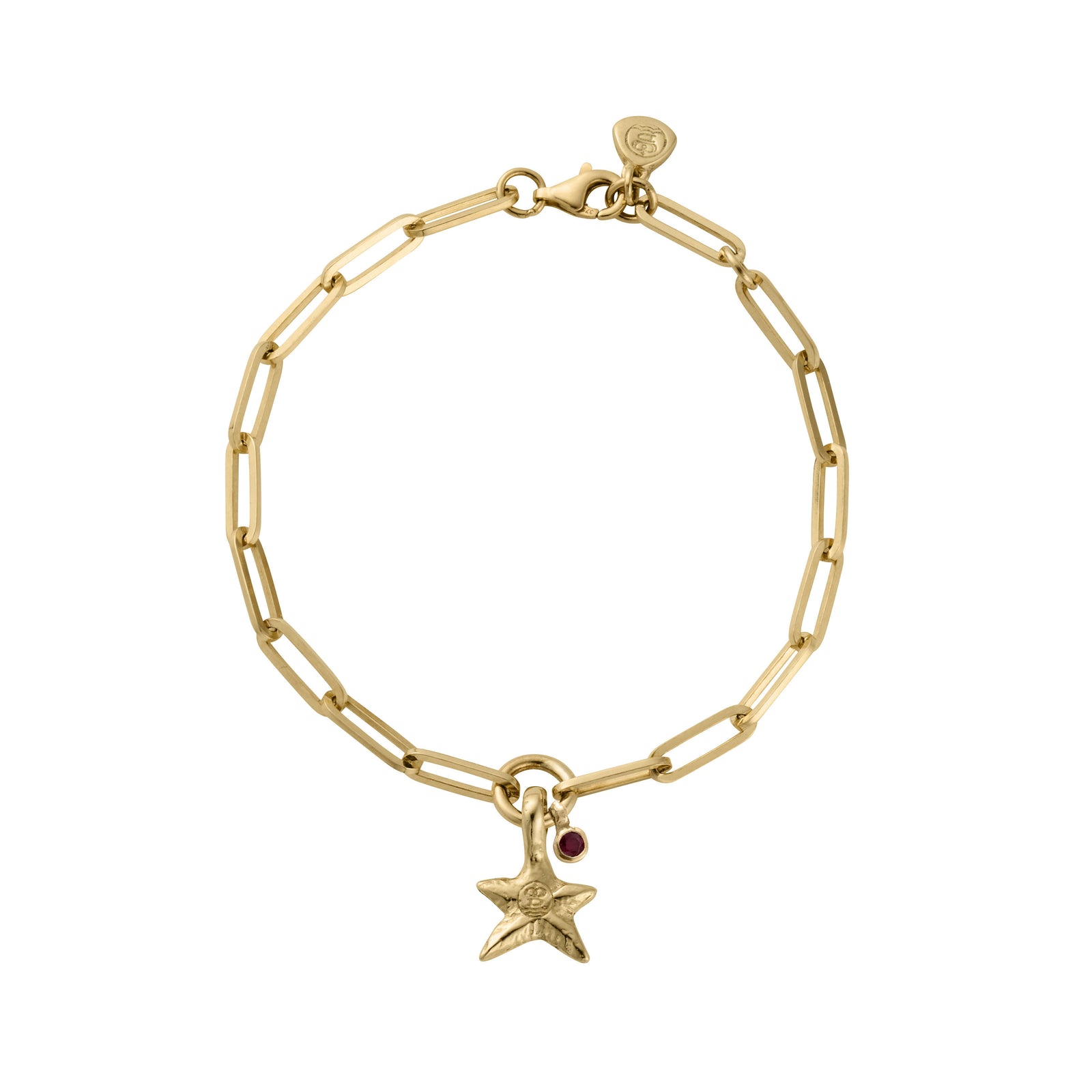 Gold Ruby Mini Star Trace Chain Bracelet