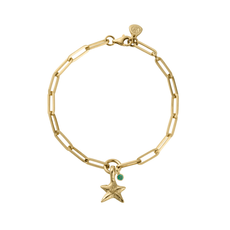Gold Emerald Mini Star Trace Chain Bracelet