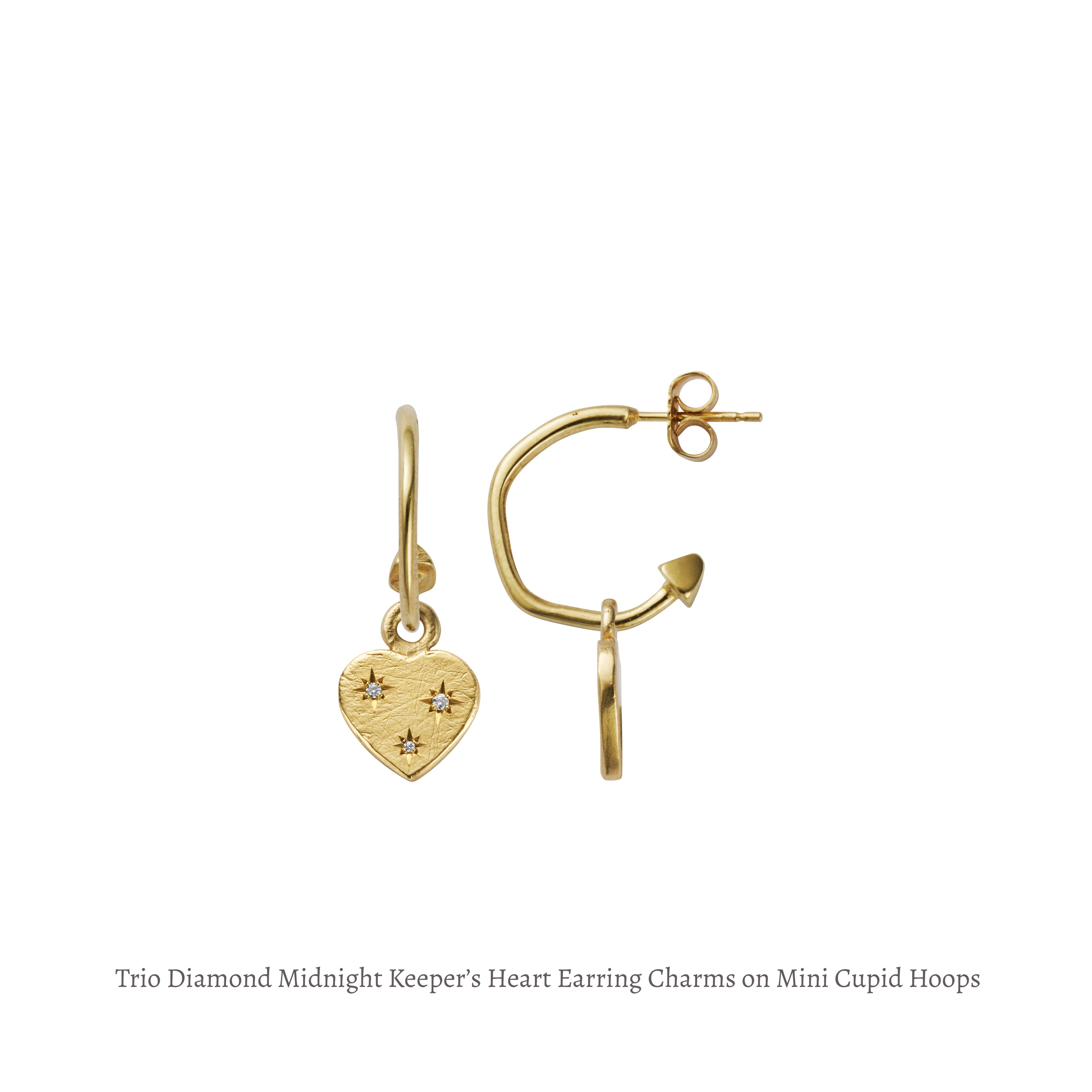 Gold Trio Diamond Midnight Keeper's Heart Earring Charms