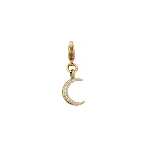 Gold Pavé Diamond Medium Crescent Moon Lobster Charm