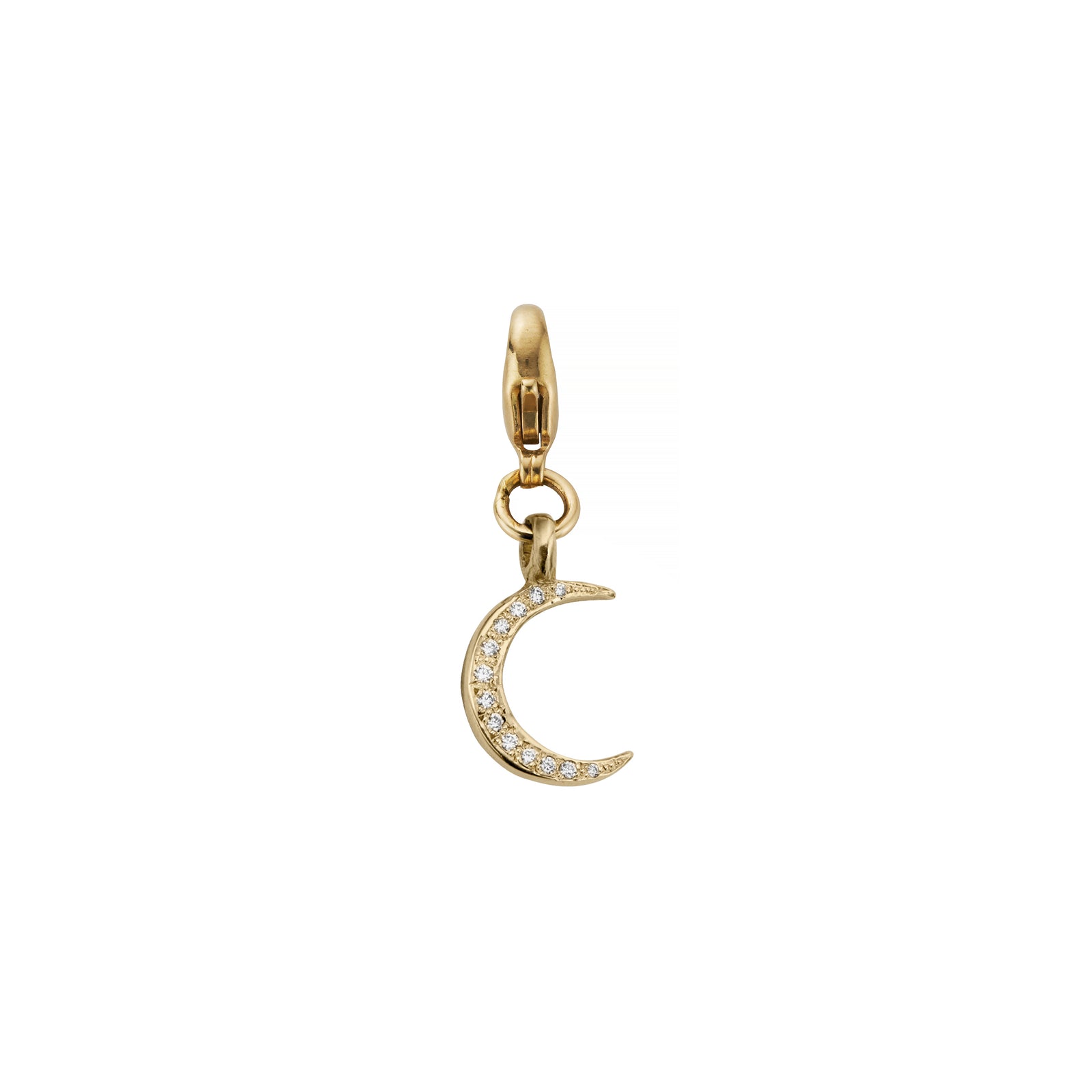 Gold Pavé Diamond Medium Crescent Moon Lobster Charm