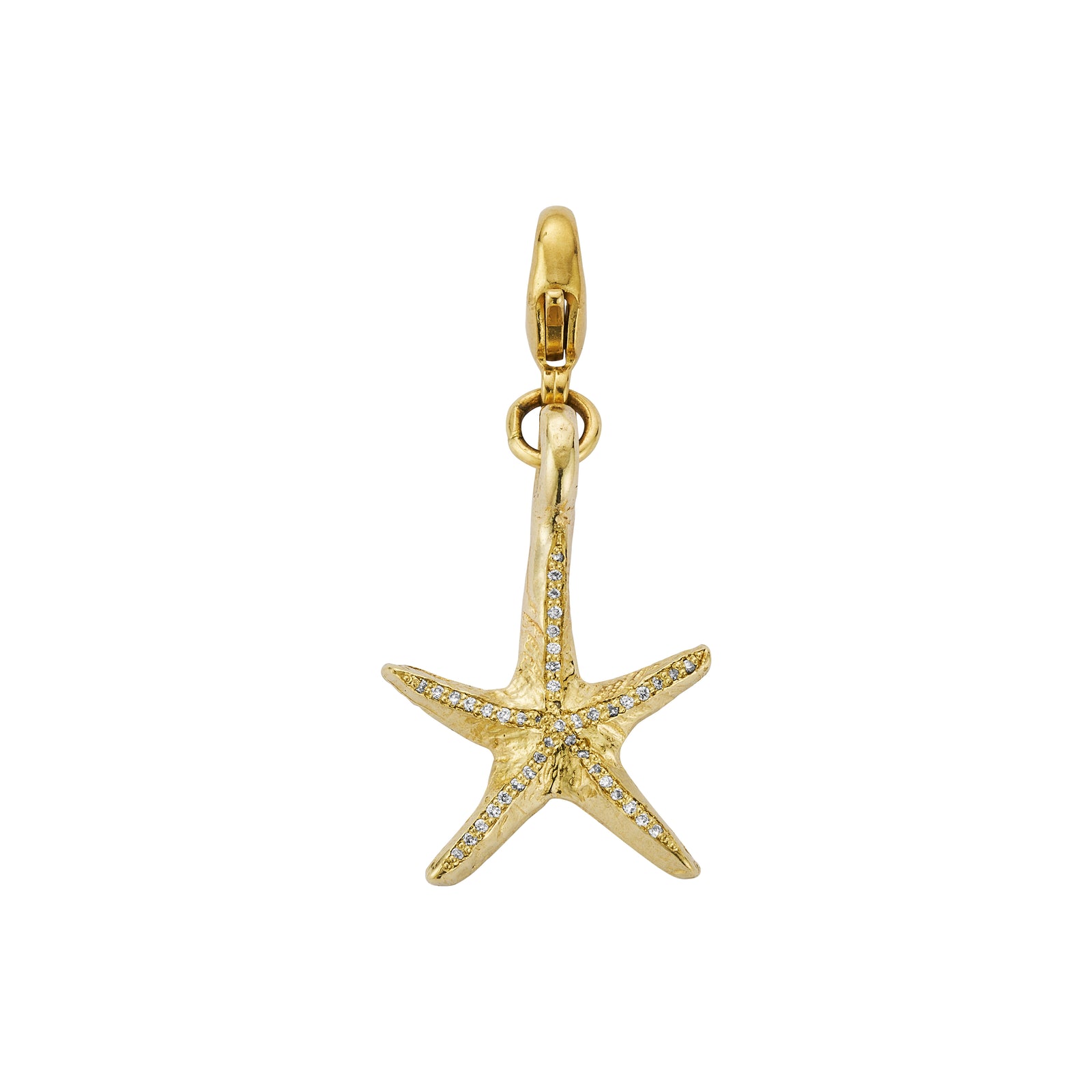 Gold Pavé Diamond Medium Starfish Lobster Charm