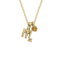 Gold Mini Scorpio Horoscope & Citrine Birthstone Necklace