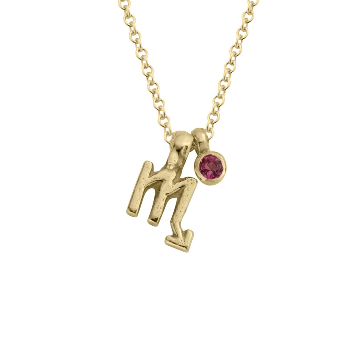 Gold Mini Scorpio Horoscope & Tourmaline Birthstone Necklace