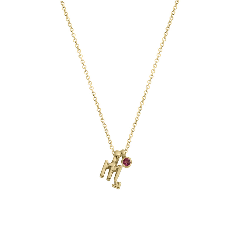 Gold Mini Scorpio Horoscope & Tourmaline Birthstone Necklace