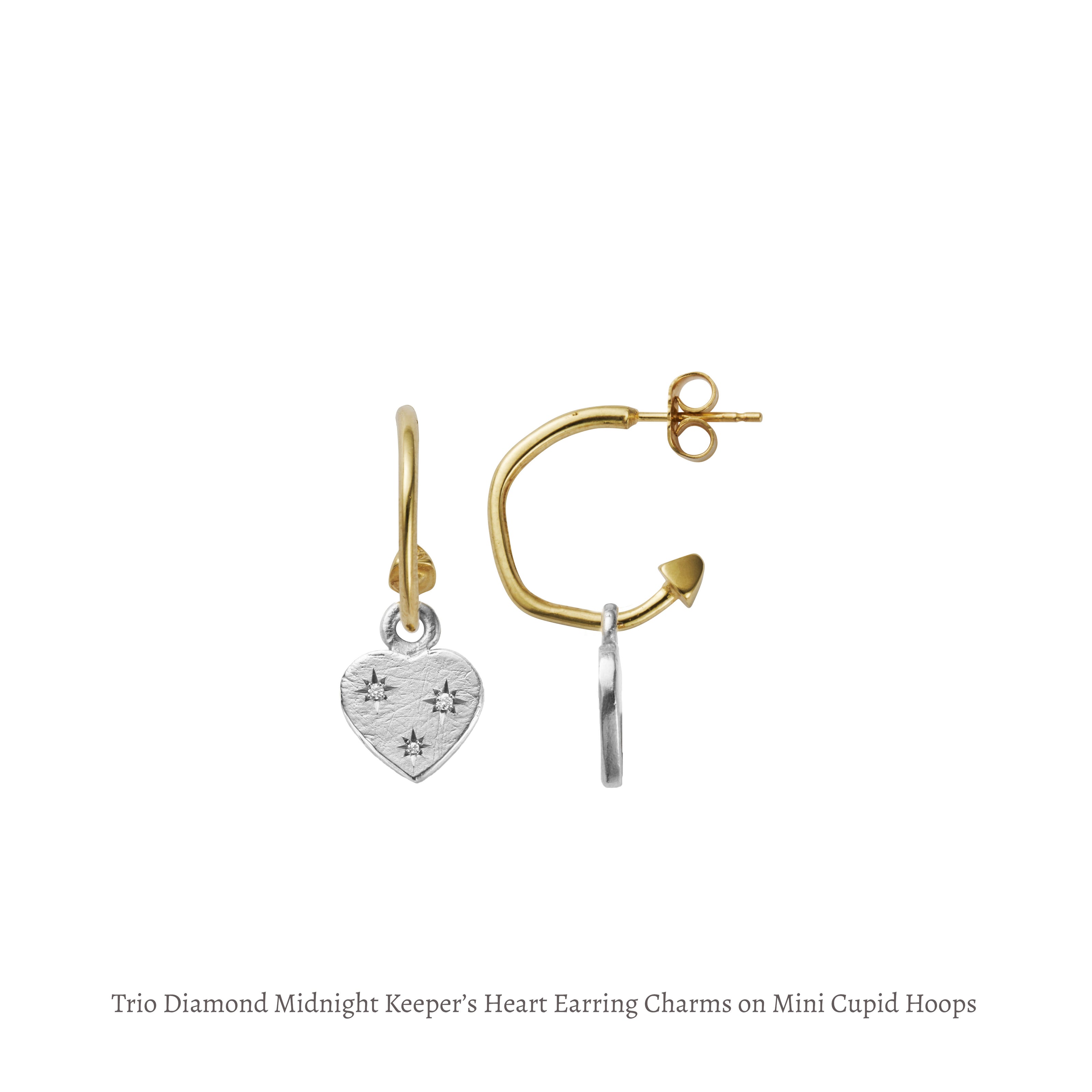 Silver Trio Diamond Midnight Keeper's Heart Earring Charms