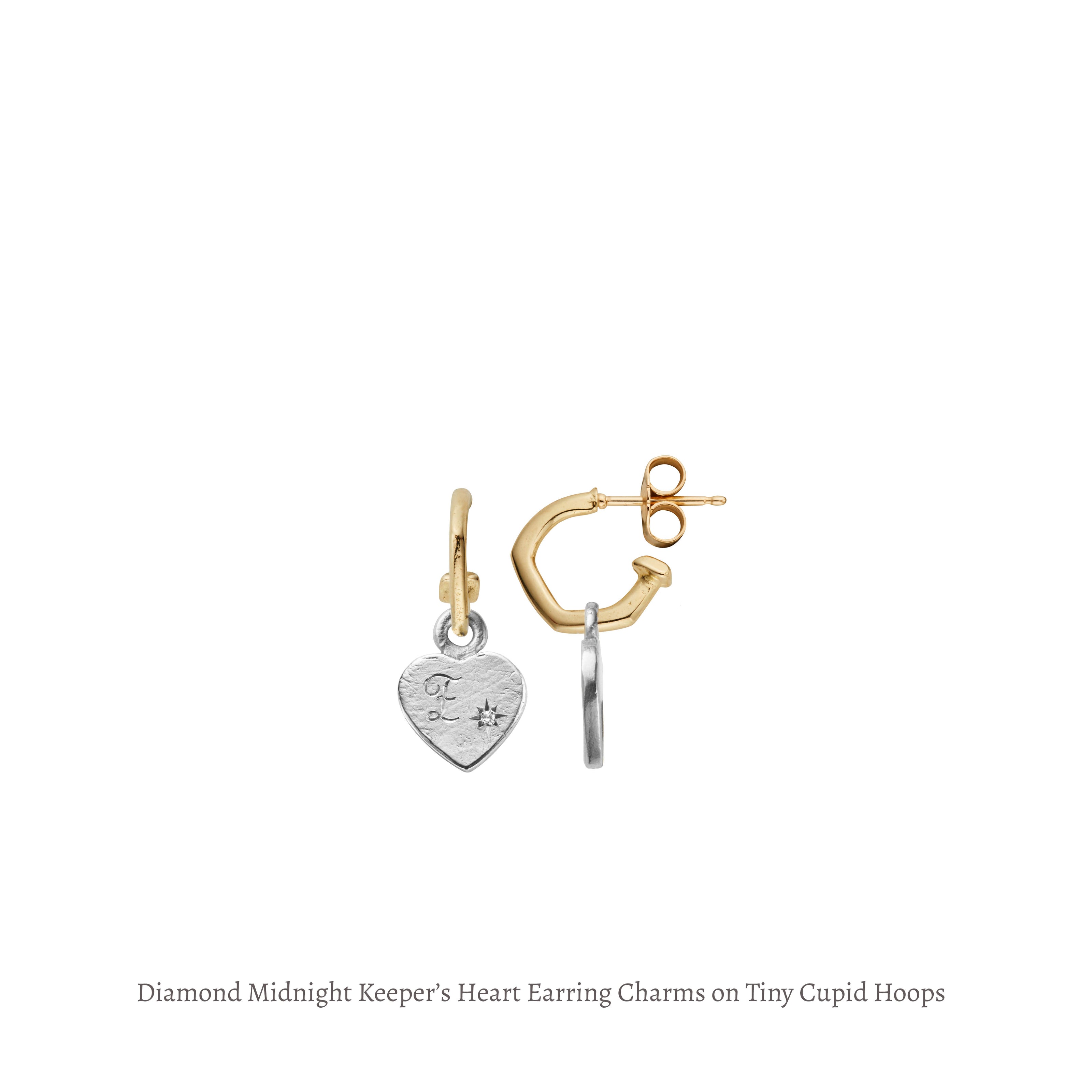 Silver Diamond Midnight Keeper's Heart Earring Charms