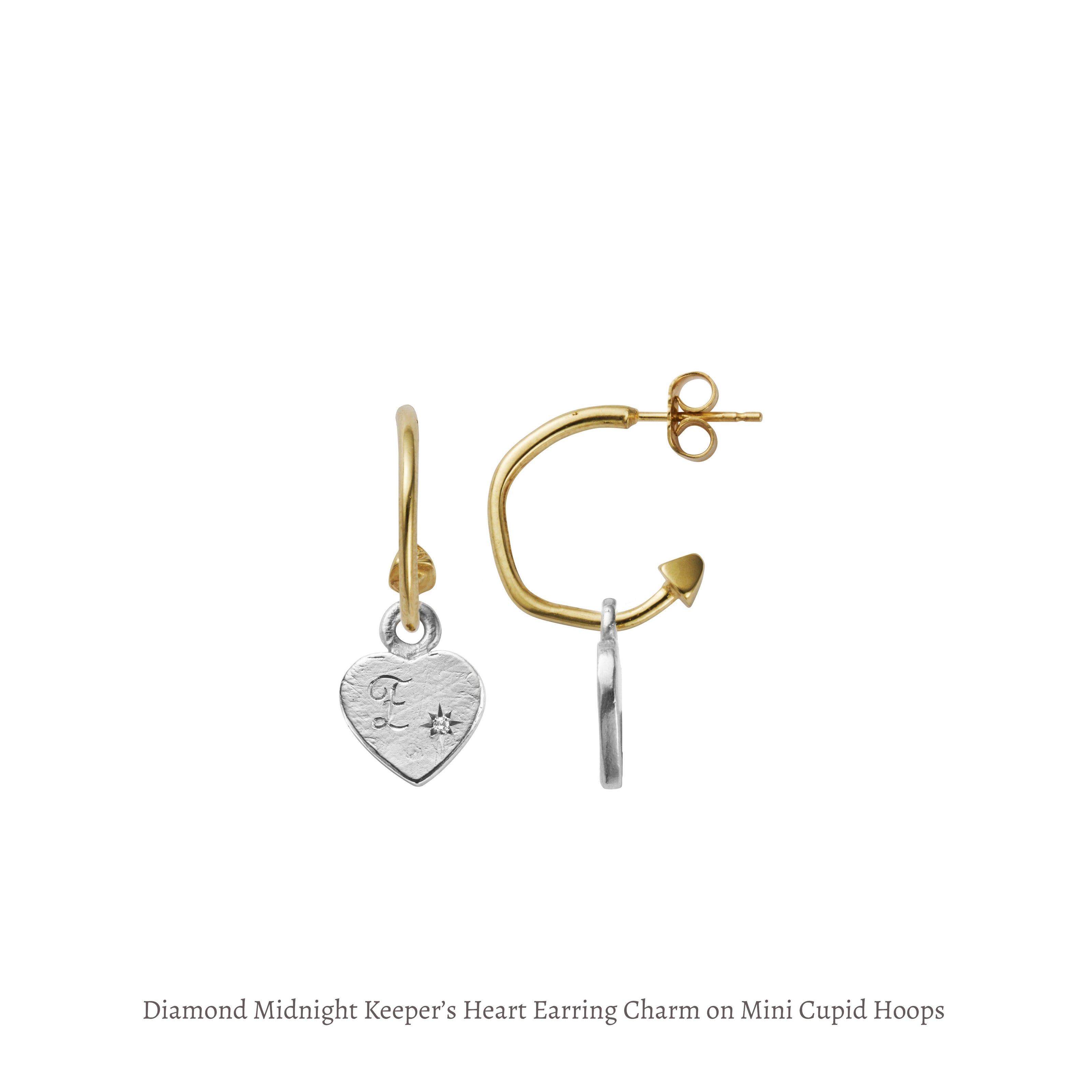 Silver Diamond Midnight Keeper's Heart Earring Charms