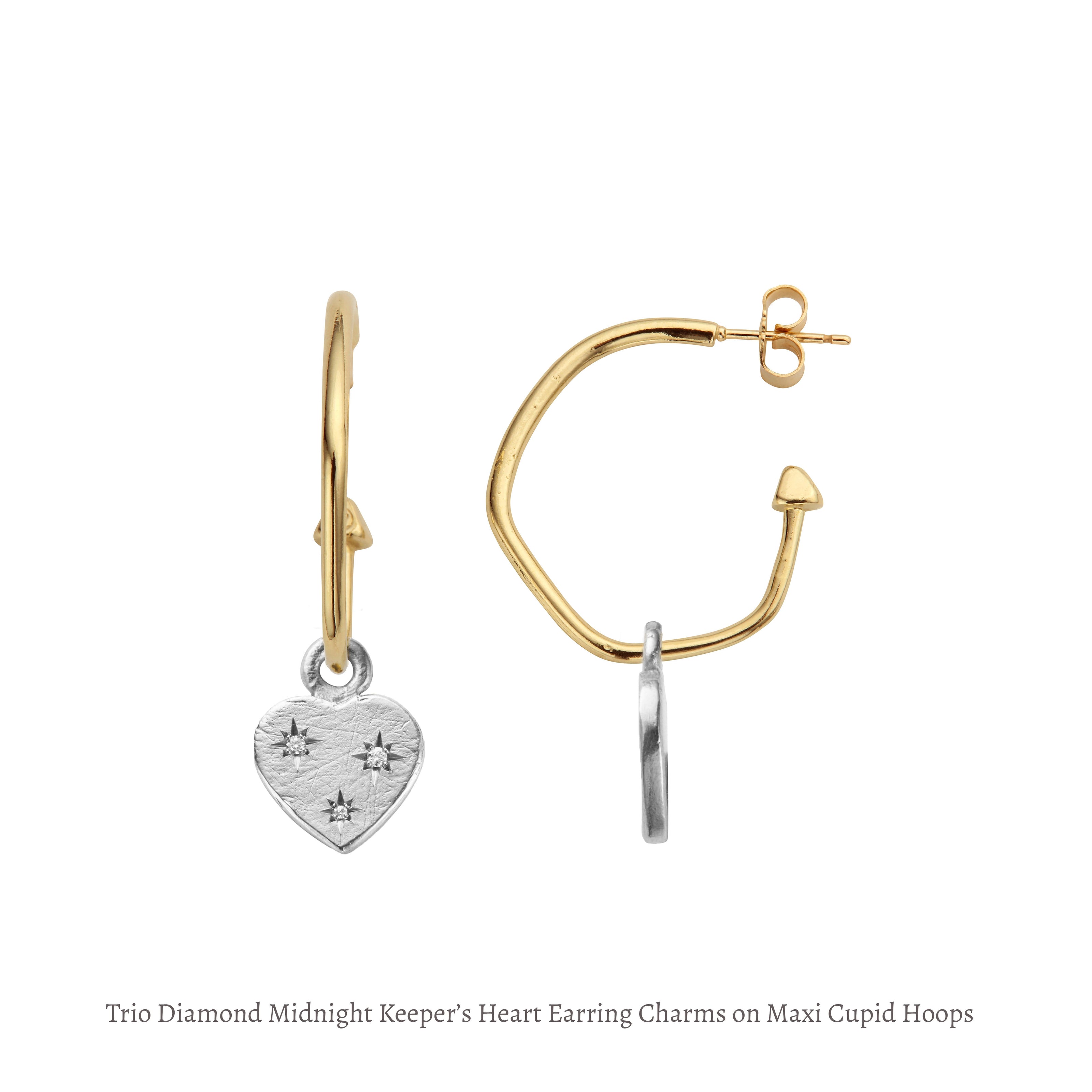 Silver Trio Diamond Midnight Keeper's Heart Earring Charms