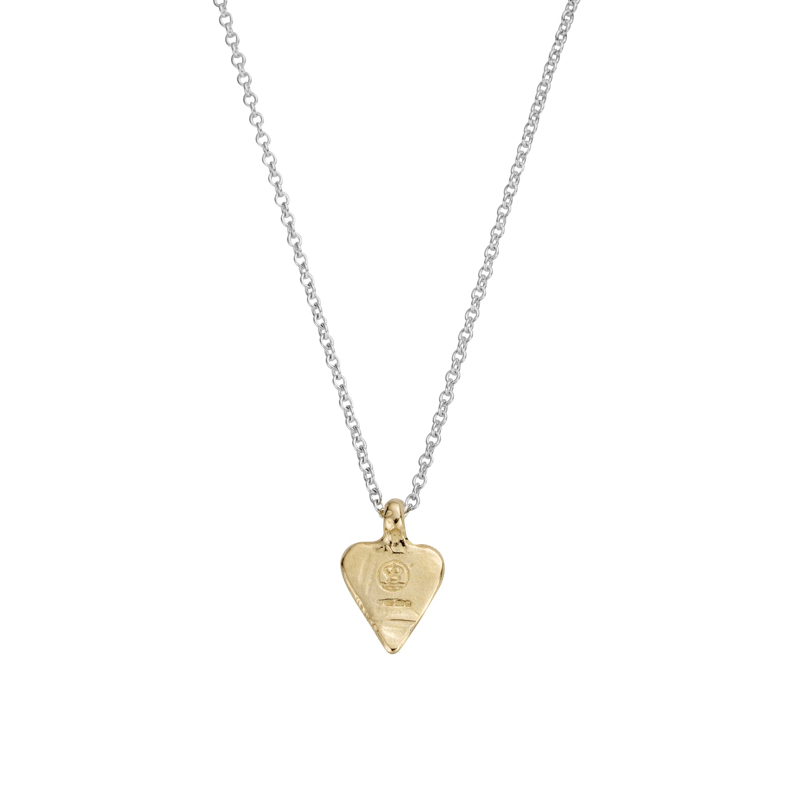 Silver & Gold Blue Topaz Mini Heart Necklace
