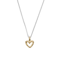 Silver & Gold Mini Open Heart Necklace