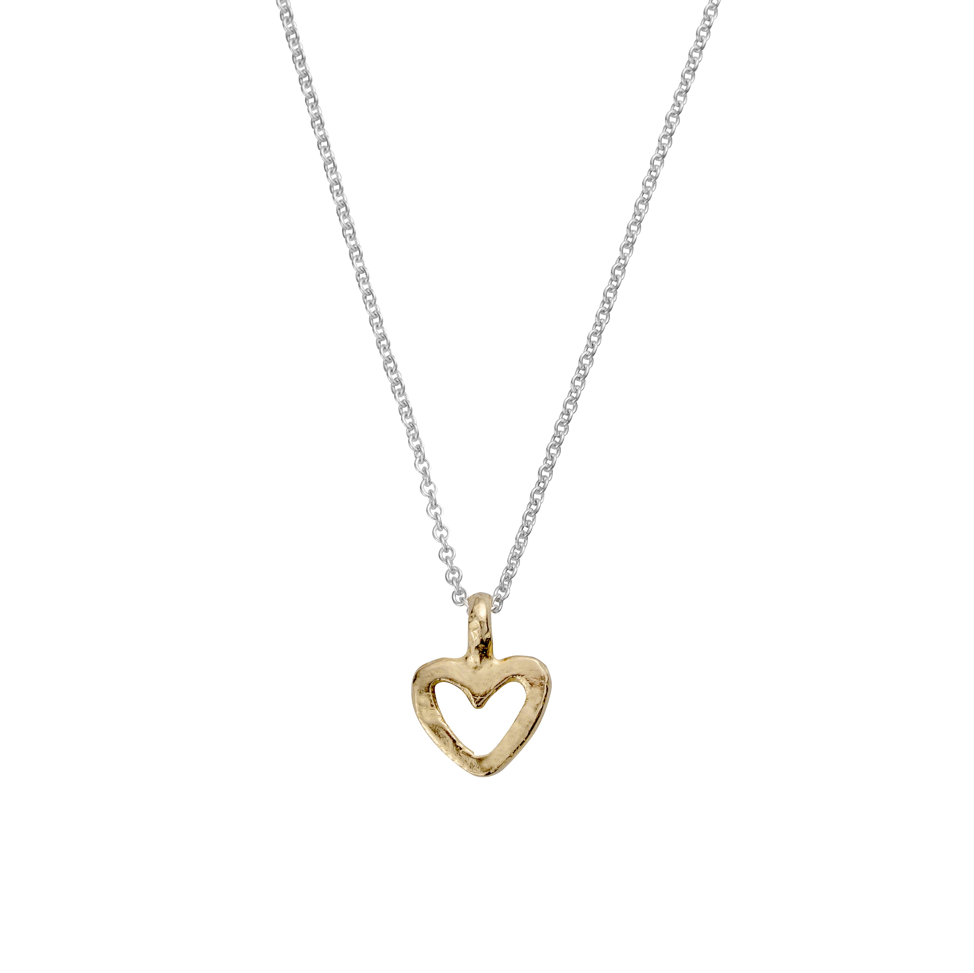 Silver & Gold Mini Open Heart Necklace