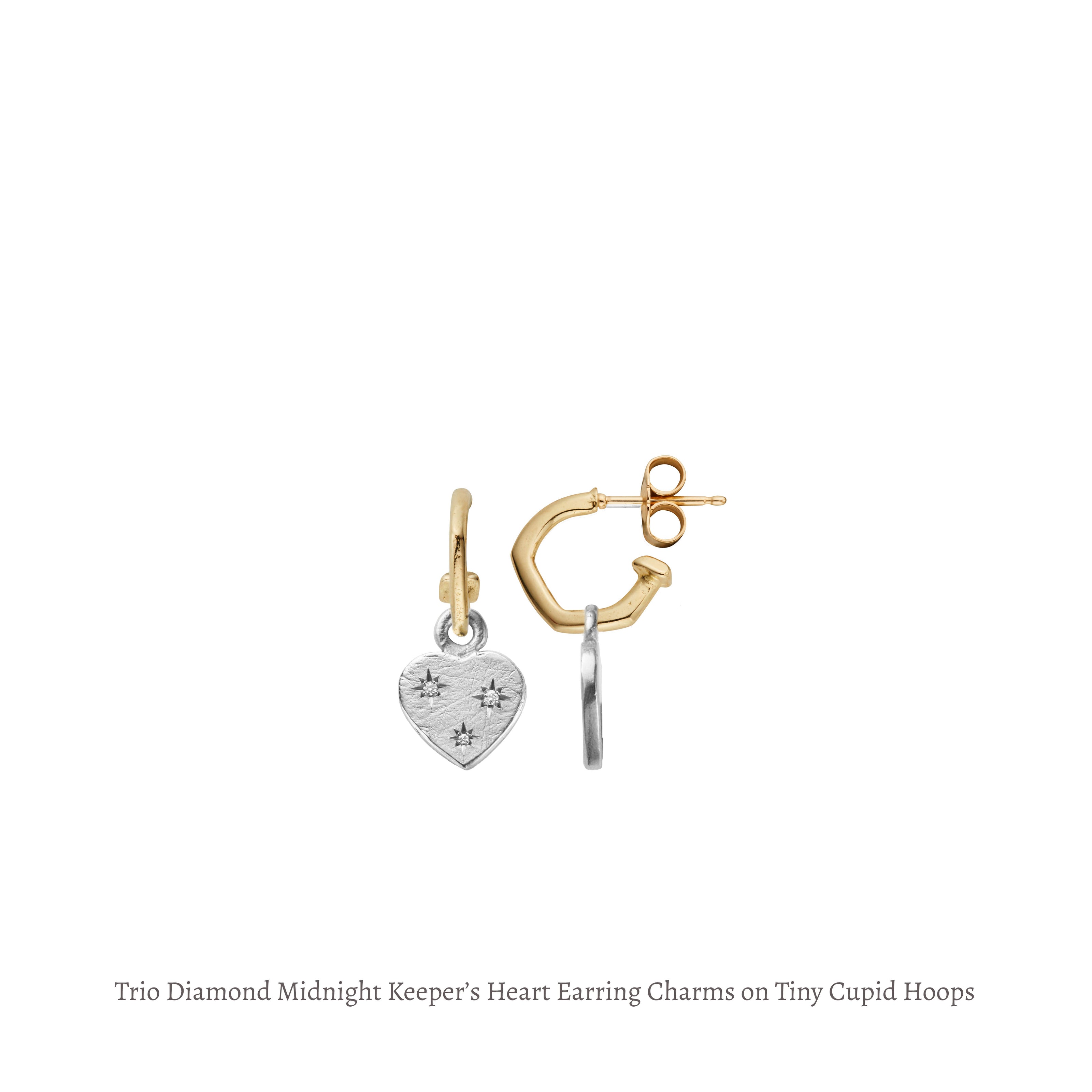 Silver Trio Diamond Midnight Keeper's Heart Earring Charms