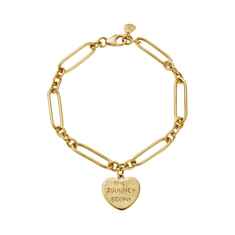 Gold 'The Journey Begins' Heart Token Bracelet