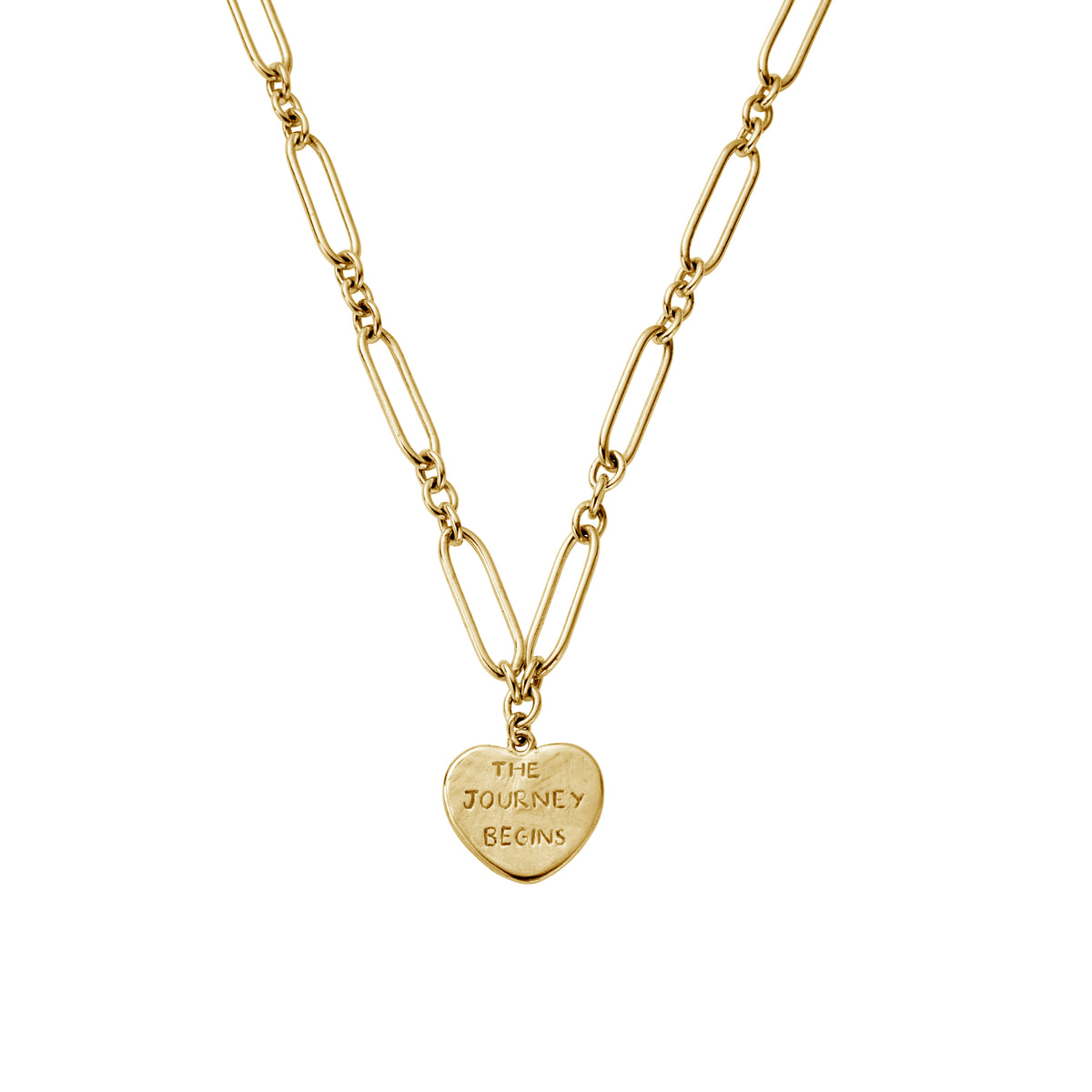 Gold 'The Journey Begins' Heart Token Necklace