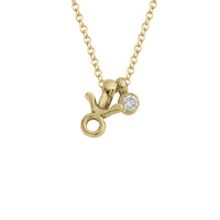 Gold Mini Taurus Horoscope & Diamond Birthstone Necklace