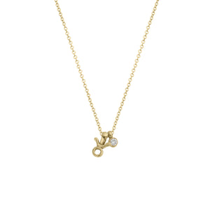 Gold Mini Taurus Horoscope & Diamond Birthstone Necklace