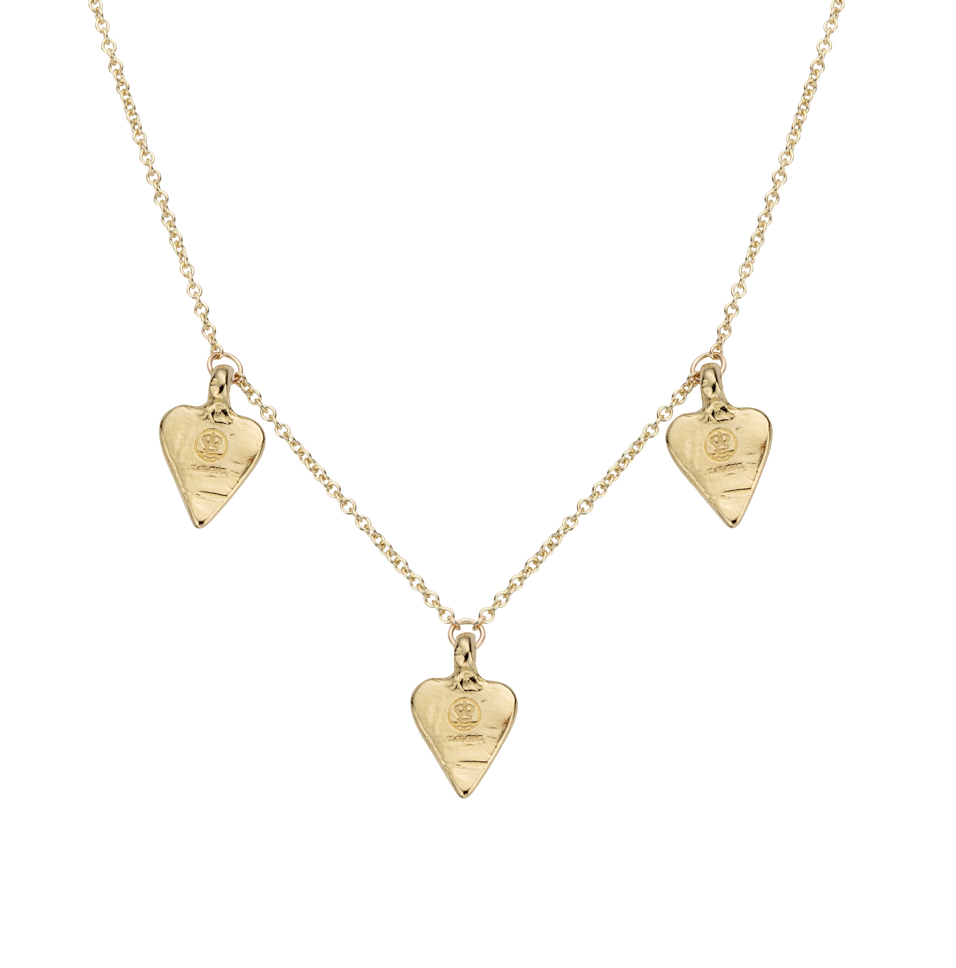 Gold Trio Mini Heart Necklace