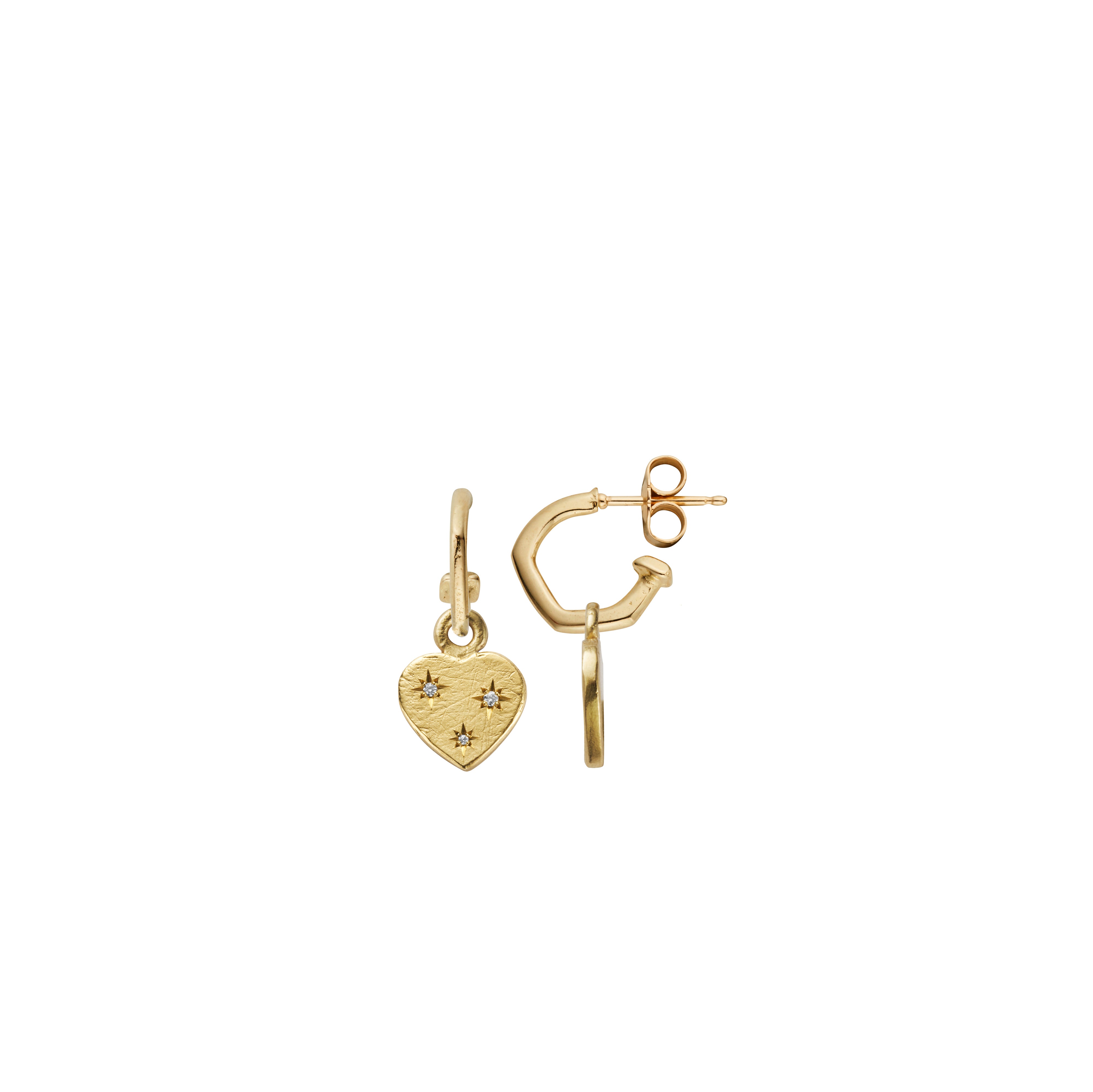Gold Trio Diamond Midnight Keeper's Heart Earring Charms