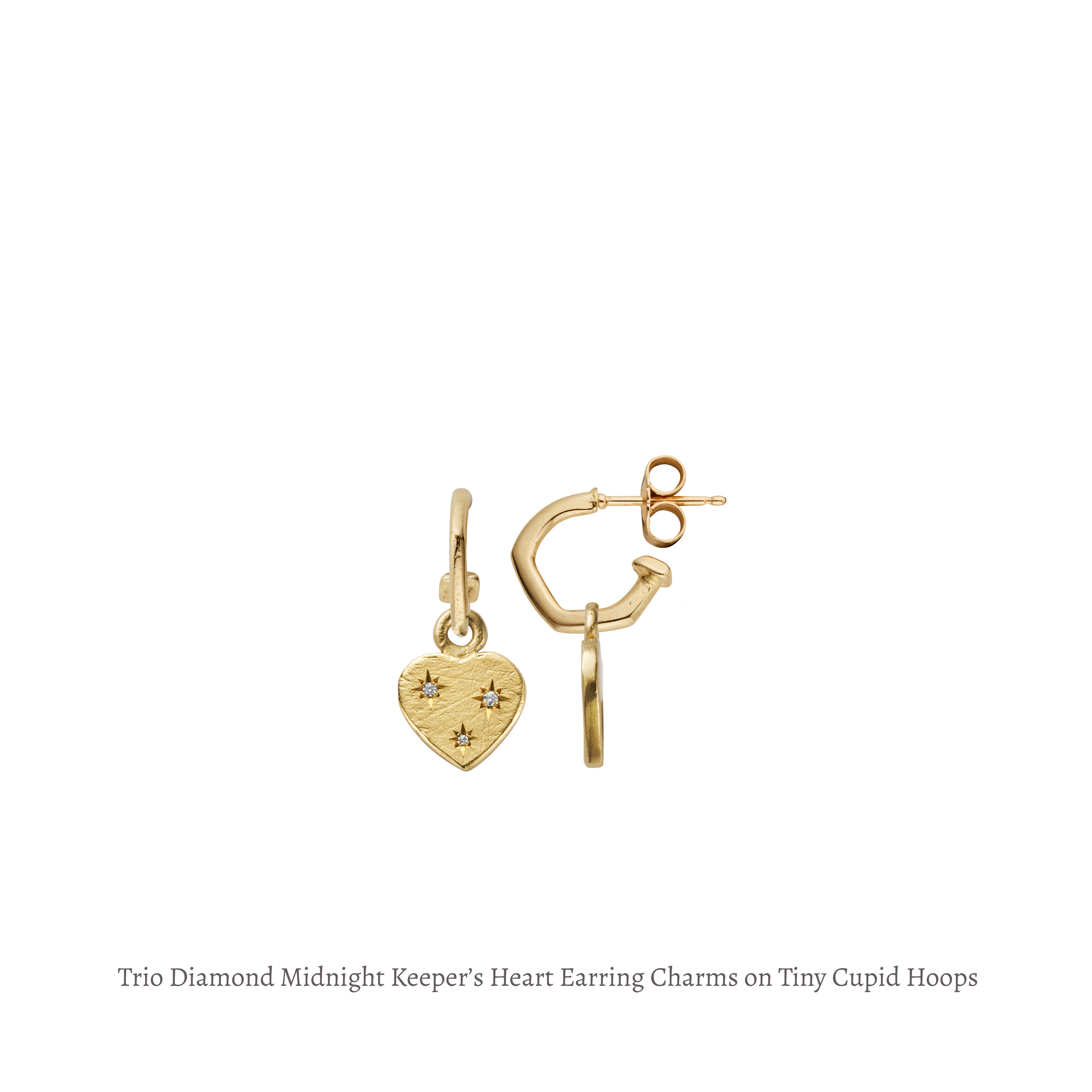 Gold Trio Diamond Midnight Keeper's Heart Earring Charms