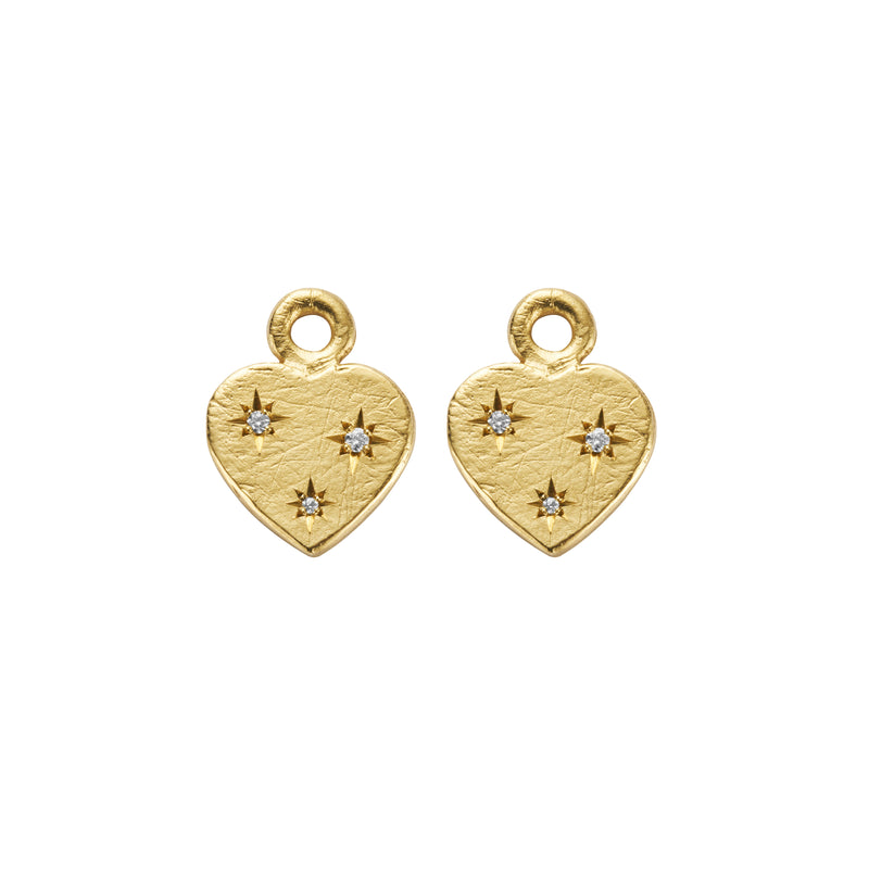 Gold Trio Diamond Midnight Keeper's Heart Earring Charms