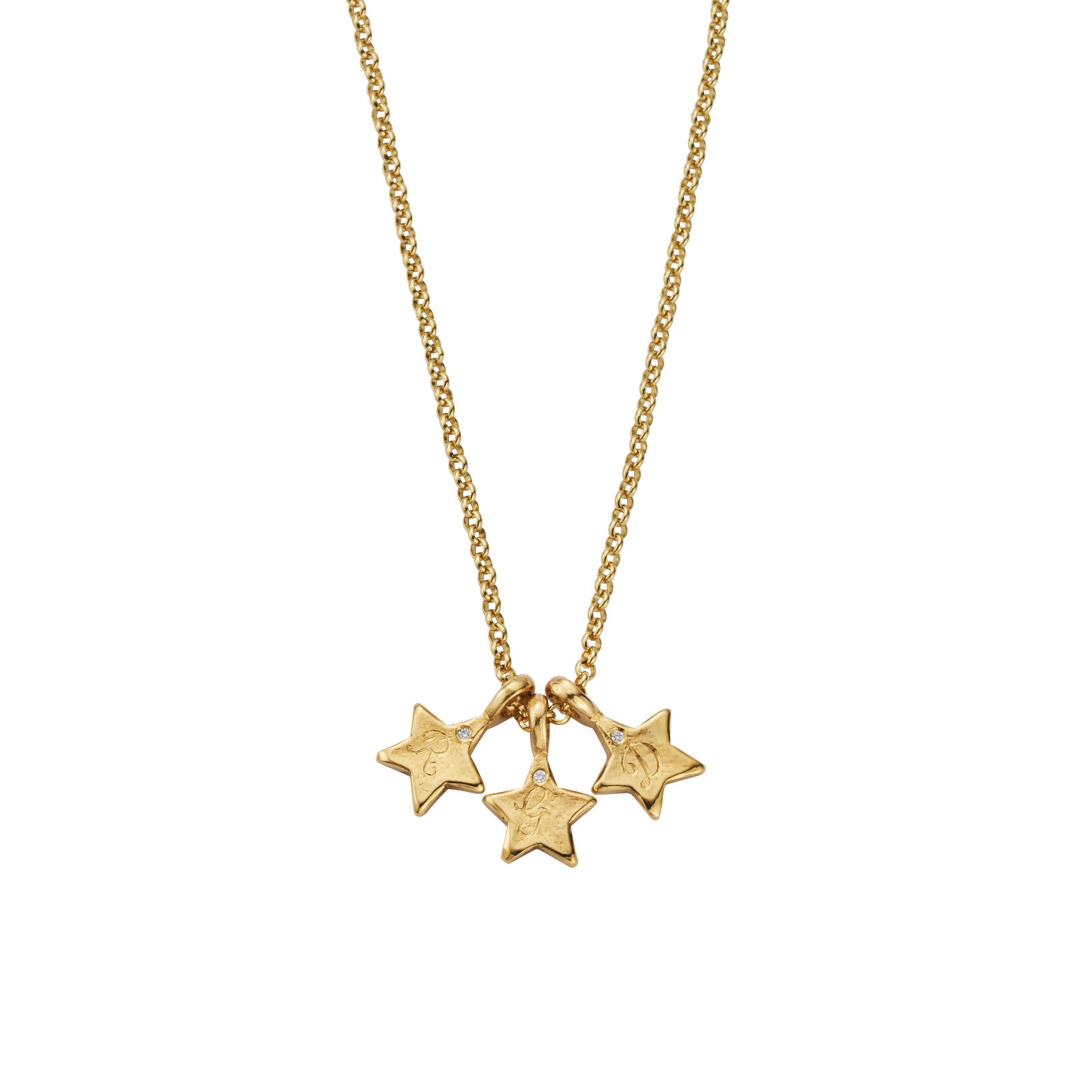 Gold Single Diamond Trio Guiding Star Necklace
