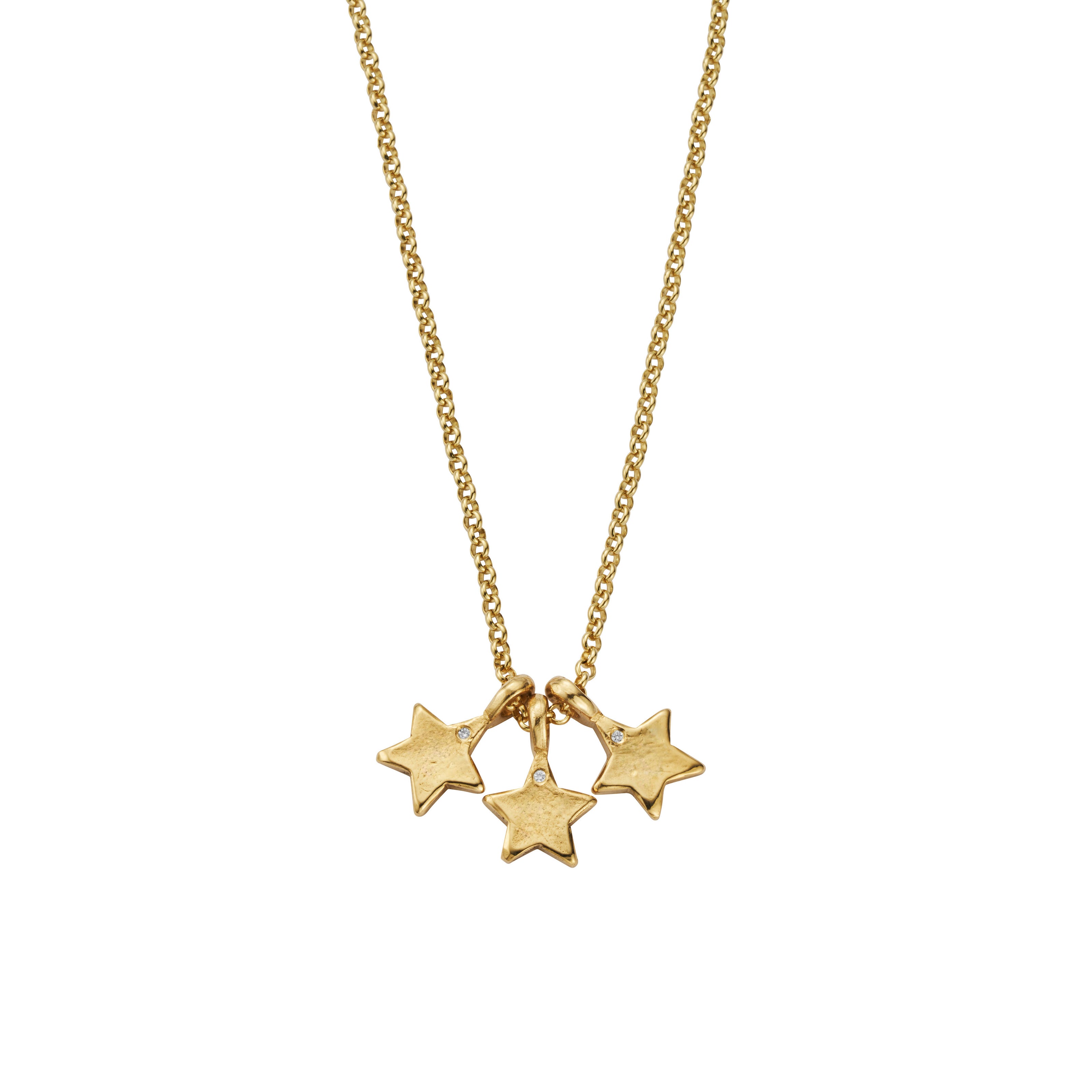 Gold Single Diamond Trio Guiding Star Necklace
