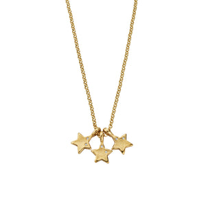 Gold Two Diamond Trio Guiding Star Necklace