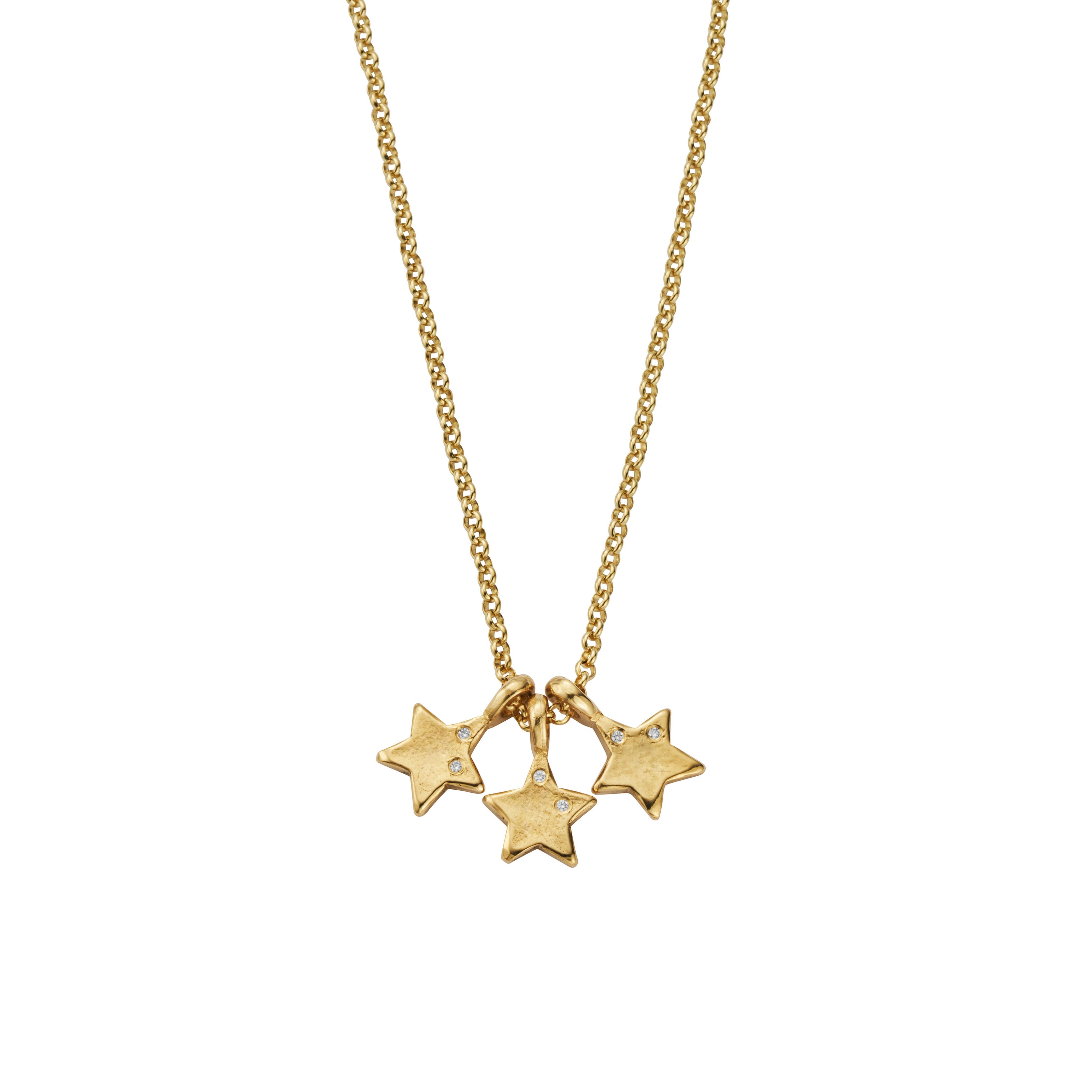 Gold Two Diamond Trio Guiding Star Necklace