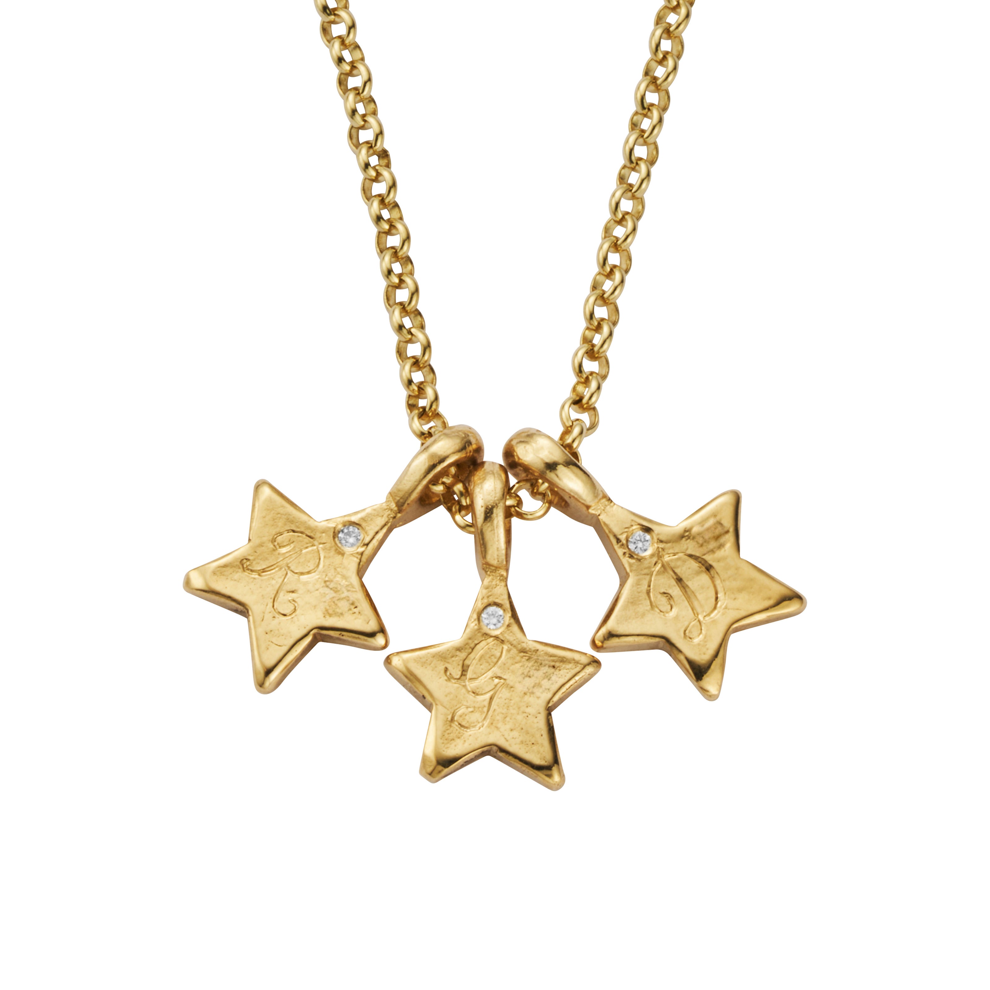 Gold Single Diamond Trio Guiding Star Necklace