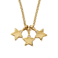Gold Single Diamond Trio Guiding Star Necklace