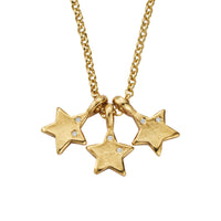 Gold Two Diamond Trio Guiding Star Necklace