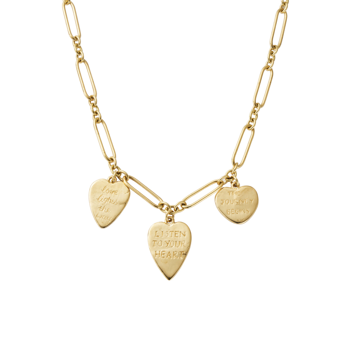 Gold Trio Heart Token Necklace